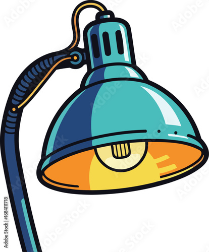 classic teal desk lamp illuminated workspace, modern design, home office decor