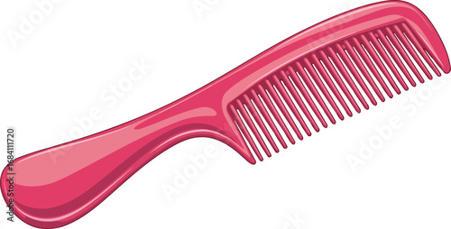 pink plastic comb for hair styling detailed illustration of a simple hair care tool