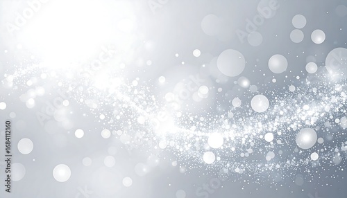 Elegant gray background adorned with swirling patterns of sparkling white highlights and soft, diffused circles.