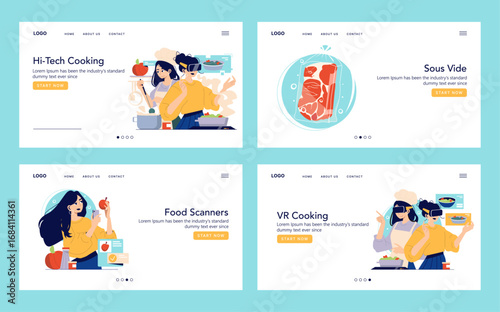 Hi-Tech Cooking and VR Technology Vector Illustration