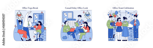 Office Yoga Break, Casual Friday Look, Team Celebration