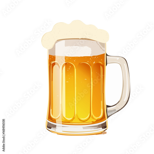 Refreshing vector beer glass illustration ideal for Oktoberfest, drinking and cheers scenes