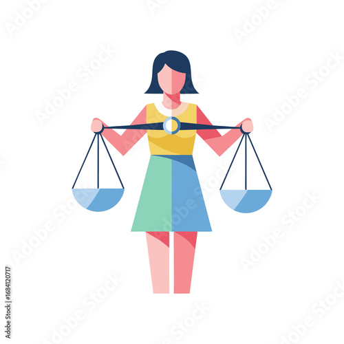 Woman holding scales symbolizing gender equality and justice