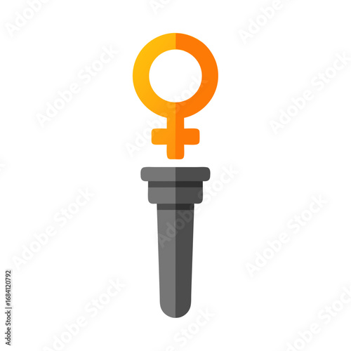Torch with female gender symbol in gold design