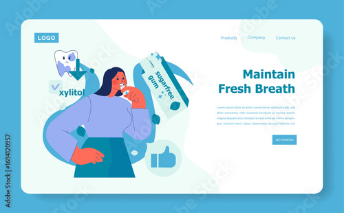 Woman Chewing Gum for Fresh Breath Vector Illustration