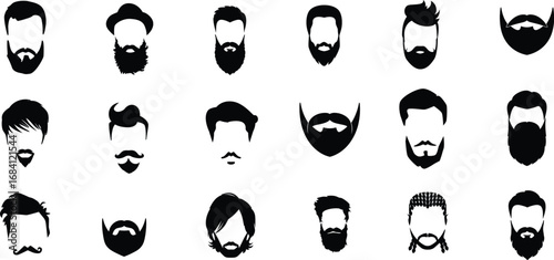 Set of black bearded icons