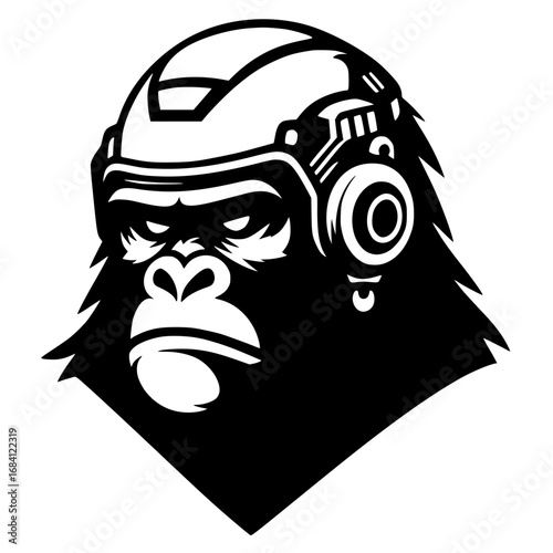 Modern gorilla portrait silhouette