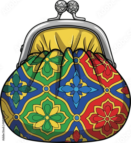 colorful floral coin purse vintage change holder with intricate design