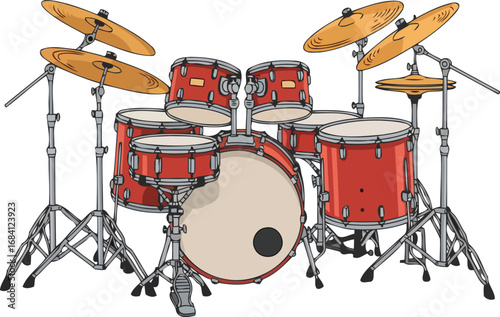 professional red drum kit a complete musicians setup for studio or stage