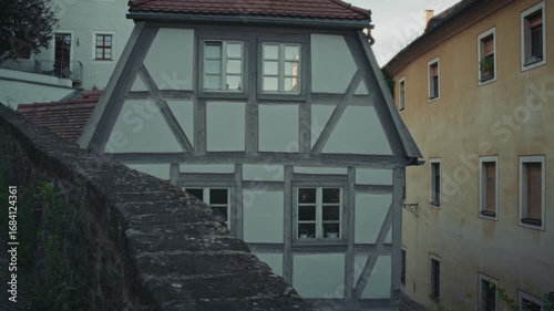 Scenic view of Meißen, Germany, featuring historic architecture and calm city atmosphere along the Elbe River, captured in cinematic motion.
