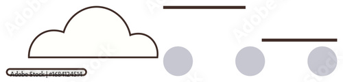 Cloud with horizontal lines and circular shapes, symbolizing connection, simplicity, and data flow. Ideal for technology, weather, networking, abstract art, environmental concepts teamwork simple