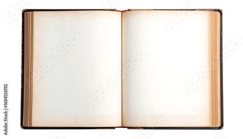 Open vintage book, blank pages