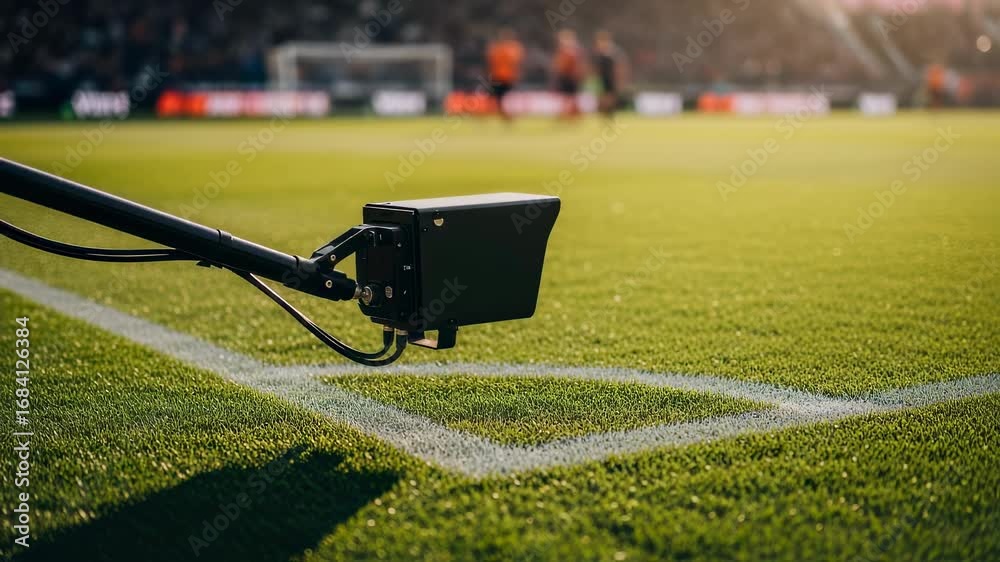 Var Camera Angles Groundlevel perspective capturing the precise alignment of a VAR camera ...