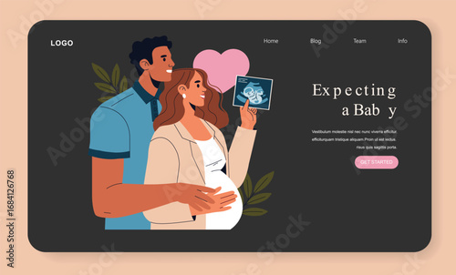 Expecting Parents Celebrating Ultrasound Vector Illustration
