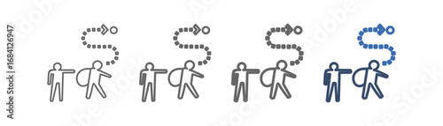 outline nomad icon set with people and travel path design