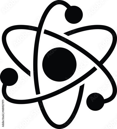 Atom Icon, Atomic Structure Symbol, Science and Education, Physics and Chemistry