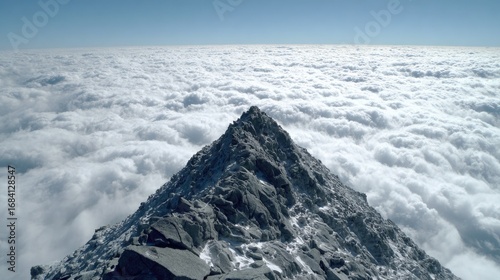 Wallpaper Mural Mountain peak above clouds.  Vast, white cloud sea surrounds a jagged, rocky summit Torontodigital.ca