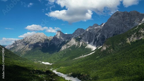 Albania, Europe. Aerial footage over Valbona Valley.