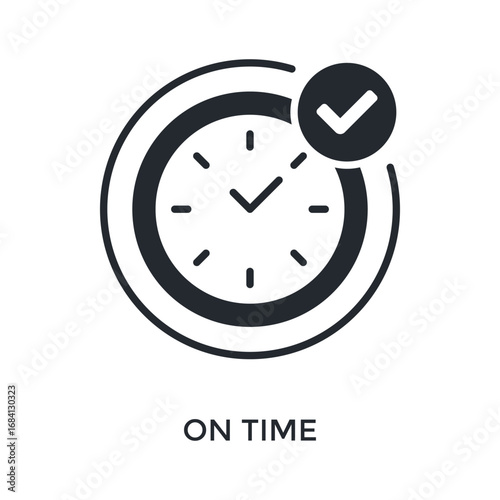 On Time Icon Glyph Style. Vector Illustration For Graphic Design