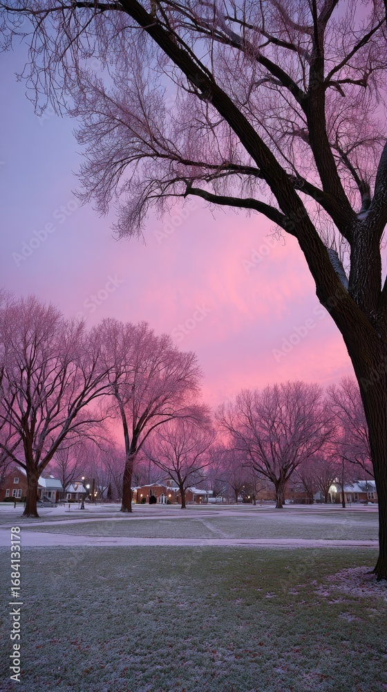 Obraz premium Frosted trees in a winter sunrise