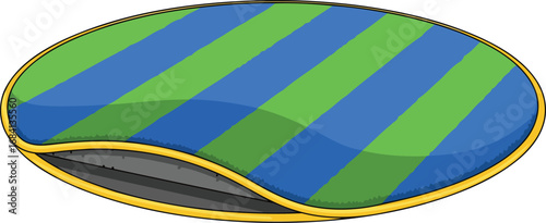 striped round mat green and blue summer pad for beach or poolside relaxation