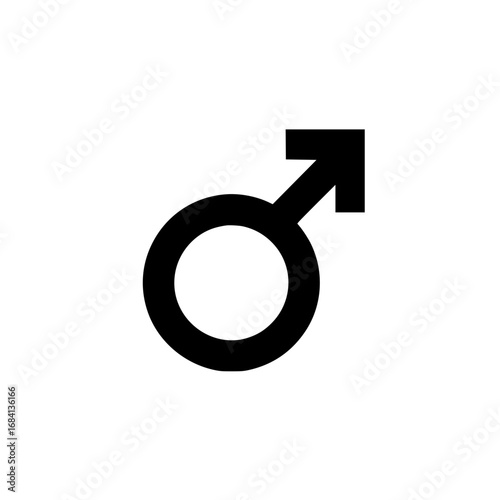 Black male gender symbol icon simple flat design representing masculinity