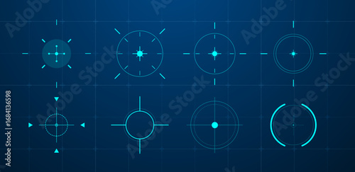 Futuristic HUD target or aim pointers blue. Vector illustration	