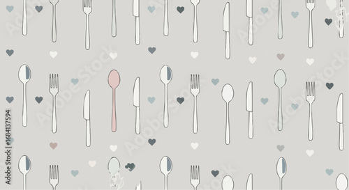 I love food day semptember 9 seamless cutlery pattern background for kitchen utensils and dining ware with spoons forks and knives design vector