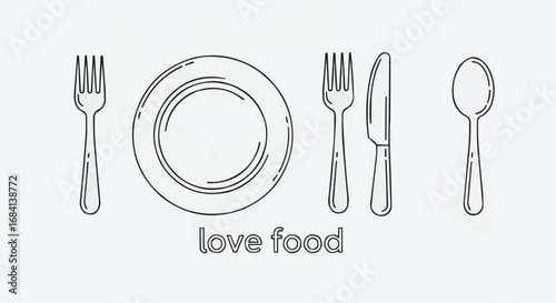 I love food day semptember 9 food plate fork knife spoon vector illustration dinner lunch meal restaurant cutlery kitchenware design 100 vector