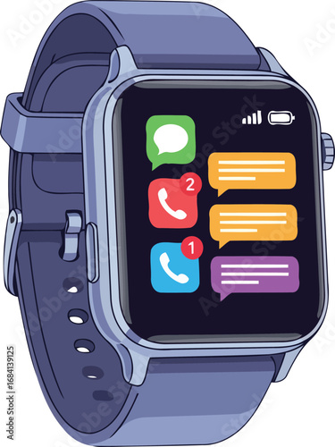 smartwatch notifications modern device displaying messages and missed calls