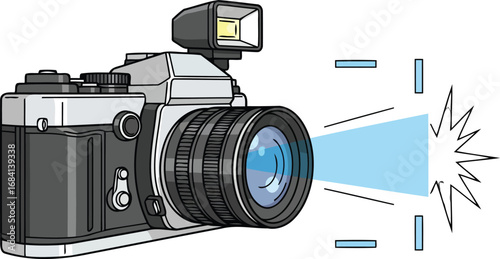 vintage camera flashing a classic photography moment