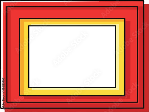 bold red and gold frame a modern, multilayered design element