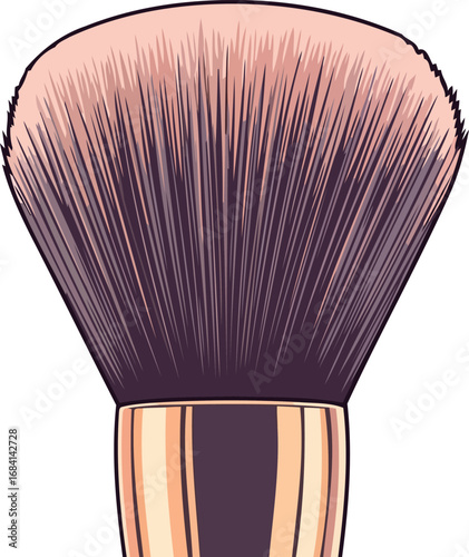 closeup of a luxurious makeup brush with soft bristles and golden ferrule