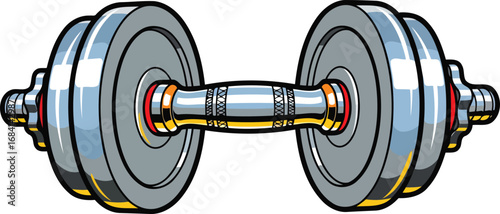 studioquality dumbbell illustration chrome weights, fitness icon