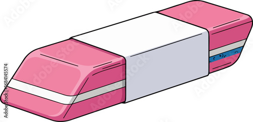 pink eraser wrapped in paper, office supply, school stationery