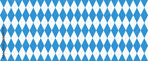 Bavarian Blue and White Argyle Vector Pattern. Oktoberfest Background. Seamless Pattern Tile.
