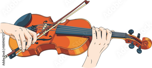 hands playing violin a detailed musical instrument illustration
