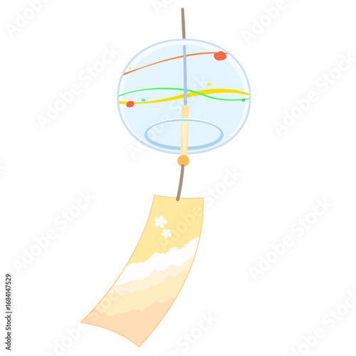 黄色の風鈴のイラスト カラー 線無し