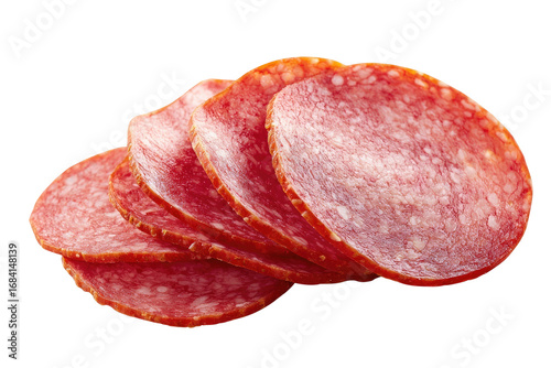 Sliced salami, circular slices stacked