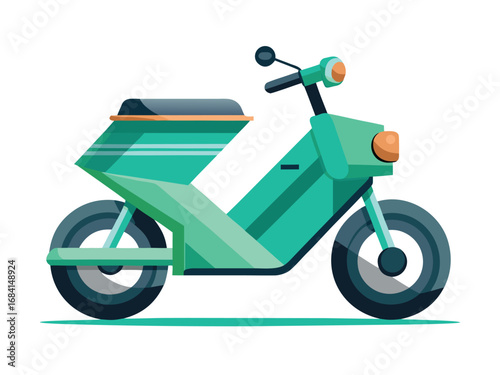 Sleek teal futuristic hybrid electric scooter with modern design and delivery box