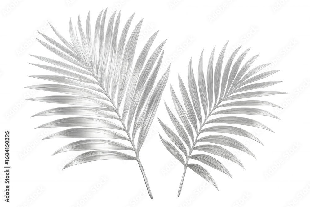 Obraz premium Silver palm leaves reflecting luxurious tropical design, adding exotic elegance against transparent background for sophisticated graphic projects