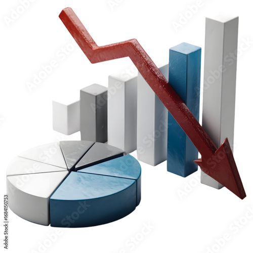 Economic Downturn Concept with Bar and Pie Charts.