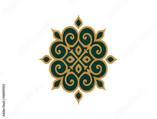 Elegant golden pattern on dark green background