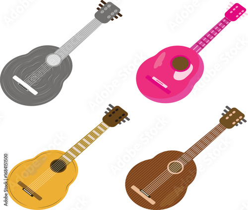 Creative illustration of a musical guitar with vibrant colors and clean lines