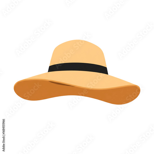 A classic vector illustration of a straw sun hat, perfect for travel, summer, vacation, and fashion themes.