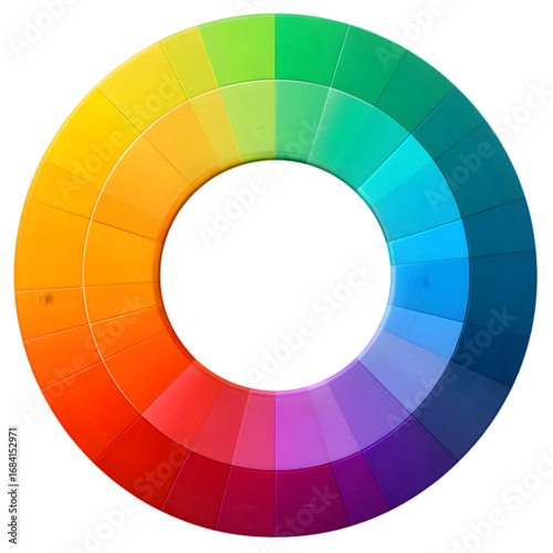 Isolated color wheel showing primary secondary and tertiary colors.