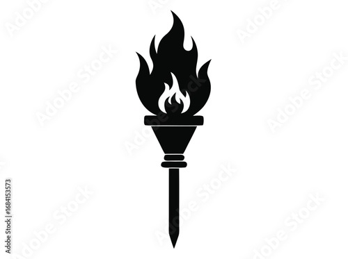 Medieval torch holder silhouette with ornate ironwork design