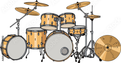 professional drum kit setup ready for a live music performance