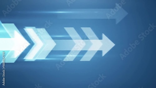 Breaking news background with futuristic glowing arrows moving forward on blue gradient backdrop.