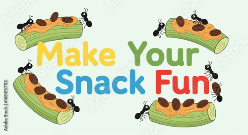 National ants on a log day september 10 ants on a log recipe for kids healthy snacks with celery peanut butter and raisins fun food art project vector